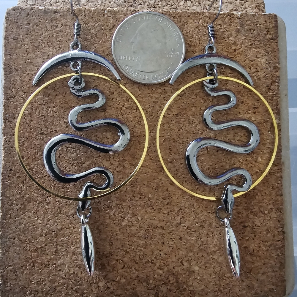 Boho Dangle Earrings Snake Goth